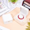 thumbnail image 4 of 2pcs White Leather Bracelet Bangle Box Square Bracelets Display Storage Case White Granular Velvet Interior Jewelry Storage Box for Valentine's Day Gift Wedding Engagement Proposal Birthday, 4 of 7