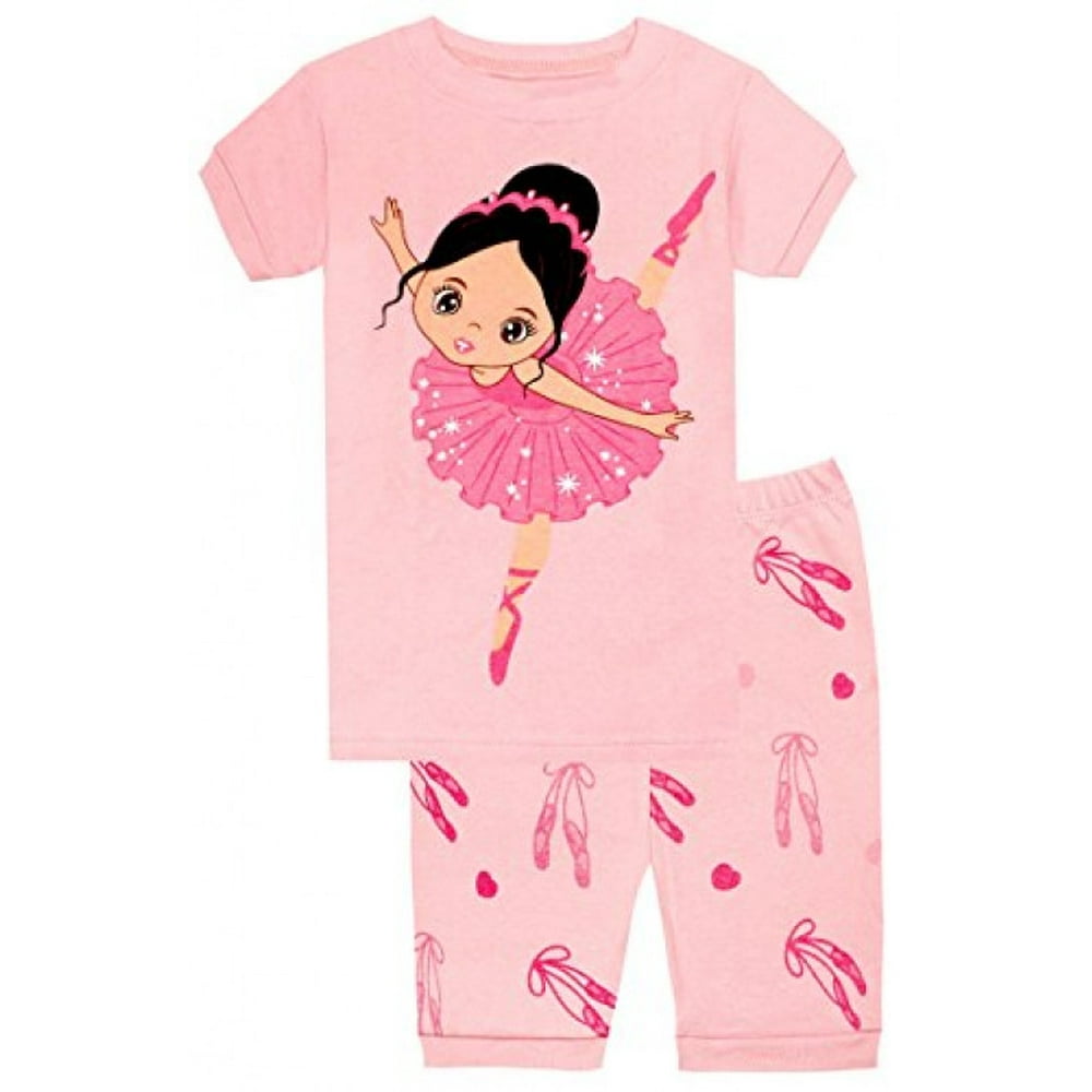 Elowel Pajamas Elowel Girls Ballerina 2 Piece Pajama Set 100 Cotton (Toddler, Little & Big