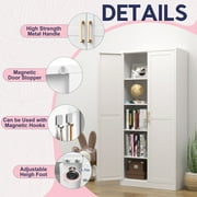 Polup 71 Tall Modern Metal Storage Cabinet with Doors and 4 Shelves,White Tall Steel Pantry Cupboard for Kitchen Garage and Home