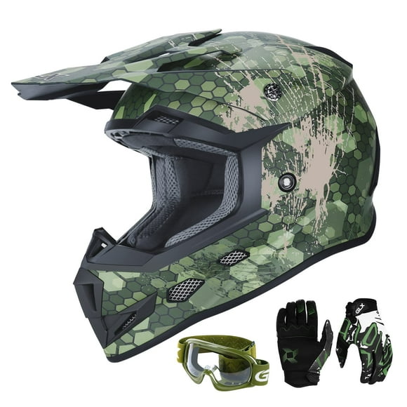 Casco GLX GX623 DOT para niños y jóvenes, todo terreno, camuflaje