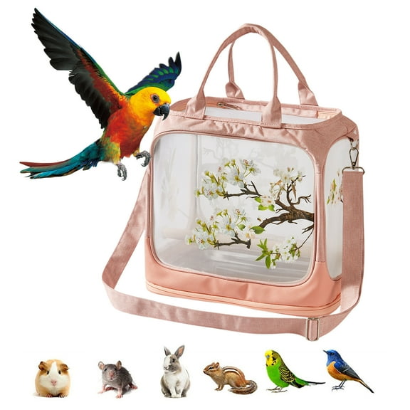 2pcs Small Bird Travel Cage Carrier, Portable Small Bird Parrot Parakeet Carrier with Standing Perch and Comfy Mat, Bird Carry Transport Bag for Vet Visit Shopping and Outdoor Adventure B