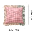 thumbnail image 3 of Linnome Plaid Ruffled Throw Pillow Three Color Patchwork Heart Decorative Cushion for Sofa Bedroom 17.72x17.72in, 3 of 7