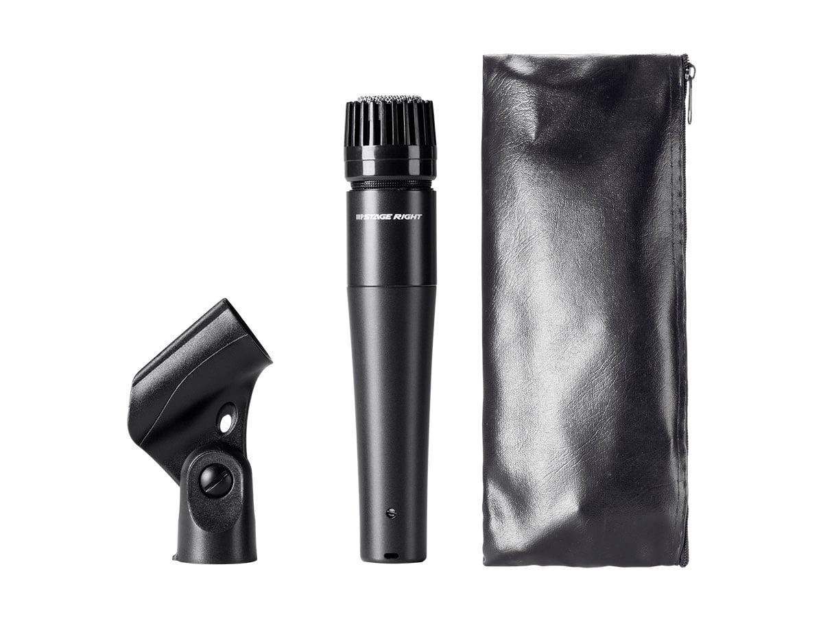 Monoprice Performance Dynamic Instrument Microphone with Clip and Bag, Unidirectional Cardioid Pickup Pattern, For Guitars Amps, Drums, or Horns