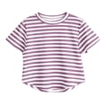 thumbnail image 6 of Riecok Girls Summer Outfits 2 Piece Lounge Sets Short Sleeve Tops and Pant Breathable Casual Matching Clothing Purple 2T, 6 of 8