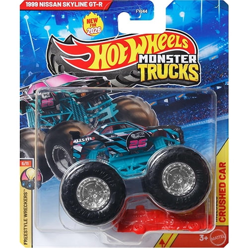 Mattel Hot Wheels Monster Truck Freestyle Wreckers - 1999 NISSAN SKYLINE GT-R & CRUSHED CAR [JHY75]