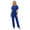 Blue, variant on Women's Short Sleeve Belted Jumpsuit, Round Neck Tie Waist Wide Leg One Piece Outfit, Casual Summer Jumpsuits for Daily Wear, Vacation & Beach(Navy/S)