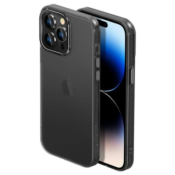 Frosted Case for iPhone 14 Pro Max, Ultra Slim Translucent Soft TPU Rugged PC Shockproof Cover with Metal Lens Frame Protection Wireless Charging Non-Slip Design Case for iPhone 14 Pro Max,Black