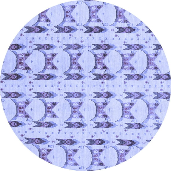 Ahgly Company Indoor Round Abstract Blue Modern Area Rugs, 4' Round
