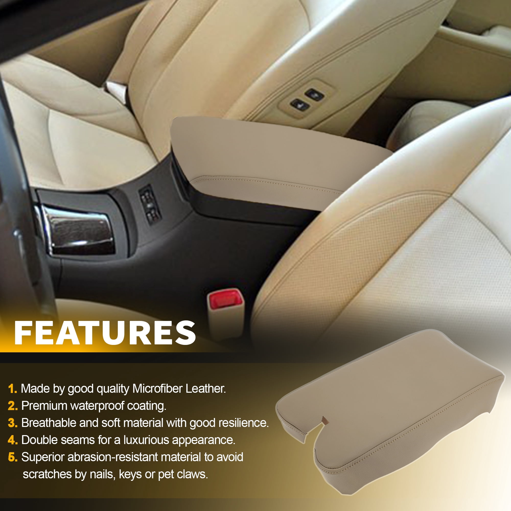 Unique Bargains Console Armrest Cover Beige for Lexus ES350 2007-2009