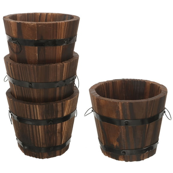 Worgeous Flower Pots Wood 4Pcs Multi Barrel Outdoor
