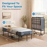 Mjkone Folding Bed with Mattress,75 x 31Rollaway Bed for Adults with Dust Cover,Twin Size Foldable Bed with Lockable Wheels for Small Space