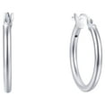 thumbnail image 6 of Brilliance Fine Jewelry Duo Click Top Hoop Earrings in Sterling Silver, 6 of 9