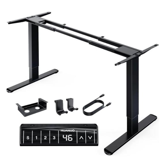 Dual Motor Adjustable Desk Frame - Heavy Duty 265 lbs Load Capacity, 28.3" to 47.2" Height Range, Programmable Memory Controller, Cable Management Tray for Standing Desk (Fits Desktops up to 90")