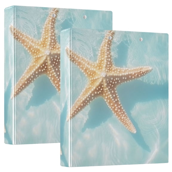 Starfishes in Water Round Ring Binder 3 Rings 1.5" Capacity File Storage for A4 Size 1 Pack