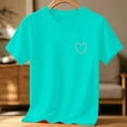 thumbnail image 6 of Babcutegg Solid Color Casual Short Sleeve Top With Subtle Rhinestone Accents And Minimalist Print For Kids Light Blue Size 10, 6 of 7