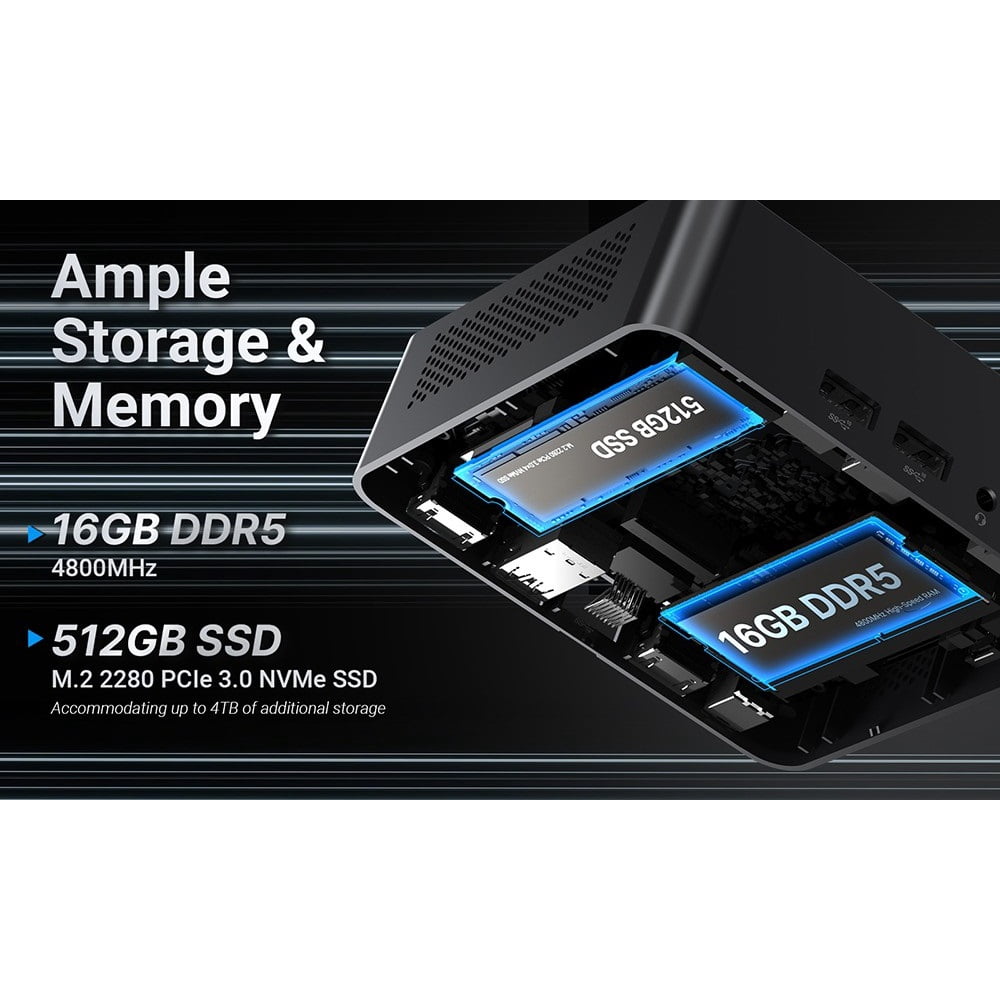Mini PC – 16GB DDR5 RAM, 512GB SSD, US/UK/EU Plug, 8-Core Intel® Core™ i3 Processor, 4K@60Hz Triple Display MINIX NUC355