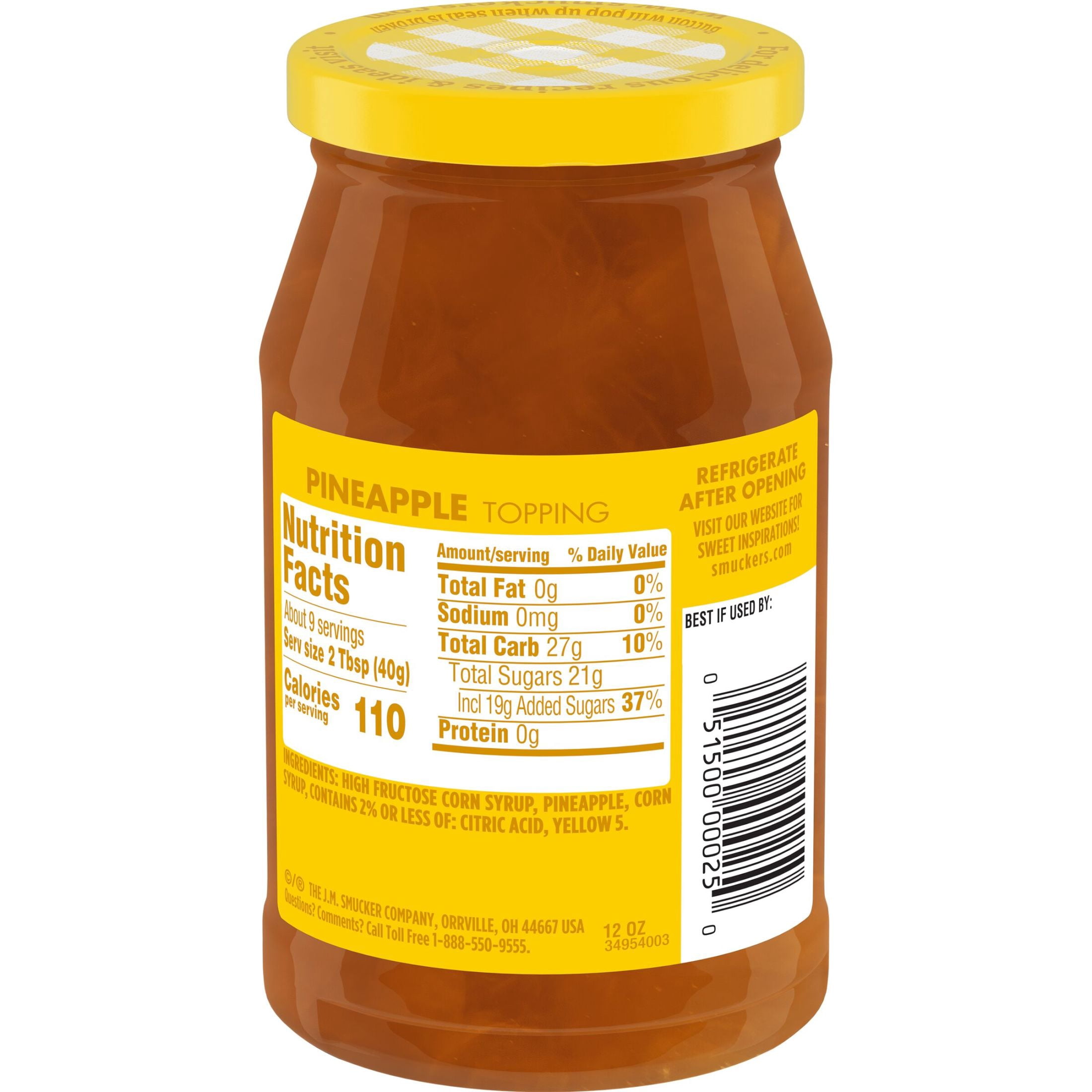 Smucker's Pineapple Topping, 12 oz Jar