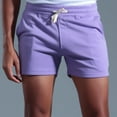 thumbnail image 2 of Virmaxy Mens Sports Gym Basketball Shorts Cotton Three-Quarter Pants Sweatpants Elastic Lace-Up Fitness Shorts Purple 3XL, 2 of 8