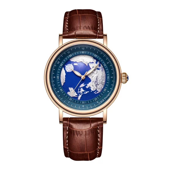 LIGE Mens Watches Fashion Blue Dial Wristwatch Male Brown Leather Sport Watches