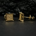 thumbnail image 6 of Mens Small 14K Yellow Gold Plated 925 Sterling Silver Canary Yellow 5A Cz Cubic Zirconia Hypoallergenic Square Flat Screen 7mm Iced Hip Hop Micro Pave Ice Out Stud Screw Back Earrings For Men, 6 of 6