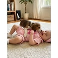 thumbnail image 4 of BemeyourBBs Newborn Baby Girls Little Sister Outfit Waffle Knit Ruffle Romper Little Sis Letter Embroidery Short Sleeve Infant Bodysuit Jumpsuit Headband Cute Baby Girl Summer Clothes, 4 of 9