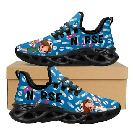 

Cute Nurse Design Sneakers Medical Footwear Breathable Mesh Casual Vulcanized Shoes Lace-Up Nursing Shoes 2024