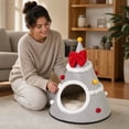 thumbnail image 7 of Christmas Tree Cat Bed with Bow - Winter Warm House for Cats, Soft Enclosed Sleeping House with Removable Cushion Non-Slip Base, 7 of 7