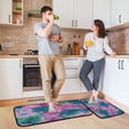 thumbnail image 6 of 2-Piece Kitchen Rugs Set Non-Slip Mats Carpet Floor for Kitchen, Bathroom (19.7"x27.6" & 19.7"x47.2") Pink and Teal Tie-dye, 6 of 7