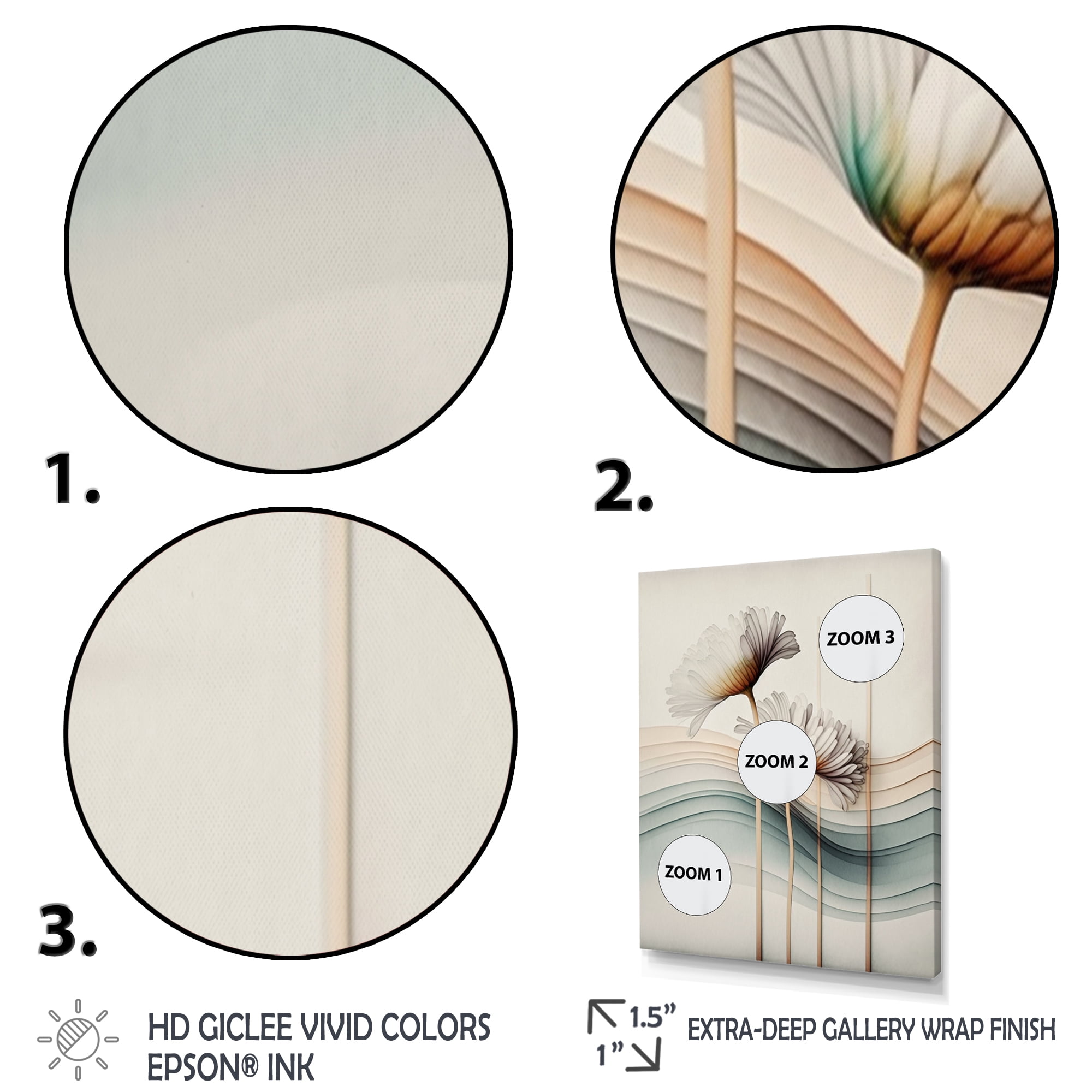 Designart White Gerber Flowers Hyperrealistic II Canvas Wall Art