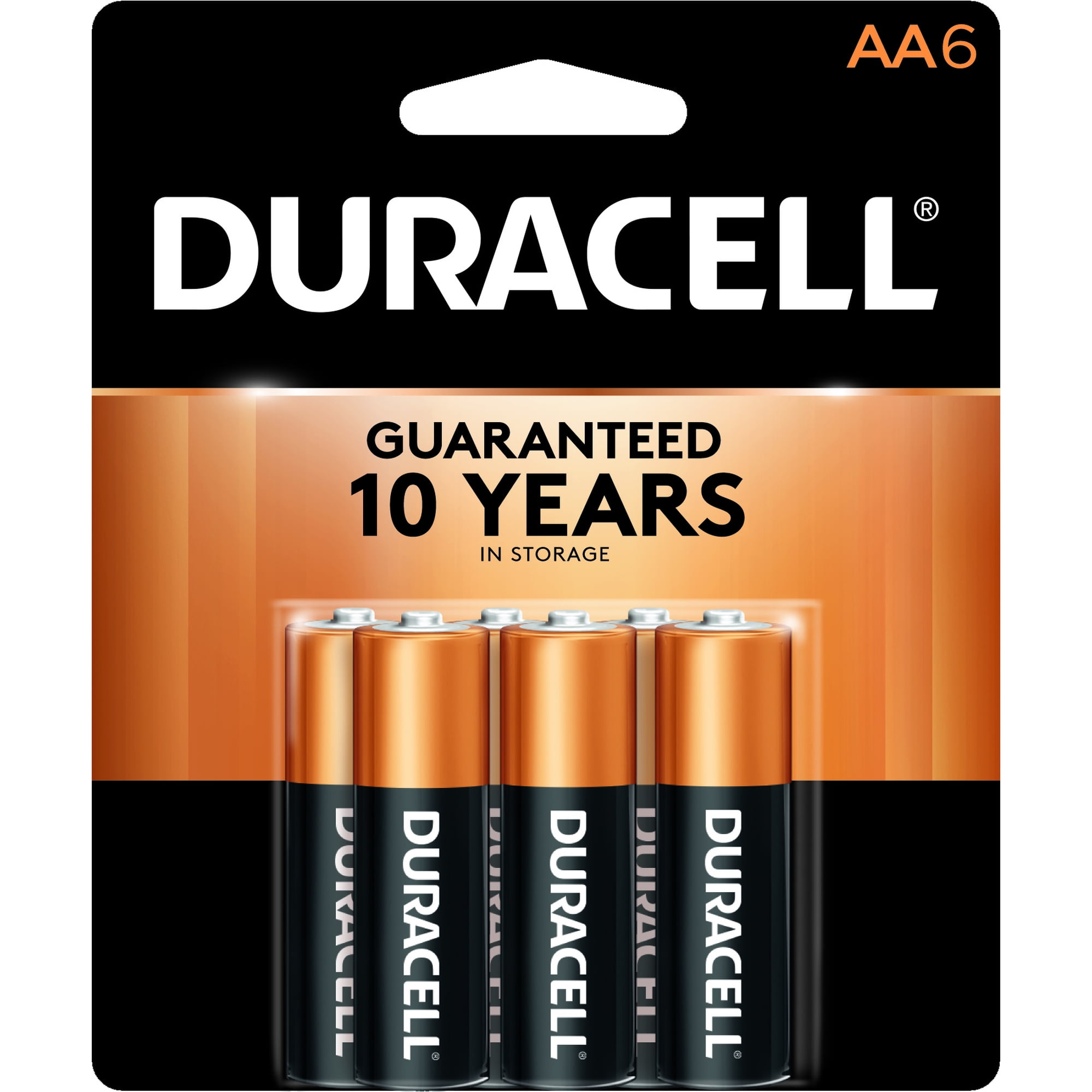 Duracell 1.5V Coppertop Alkaline AA Batteries, 6 Pack