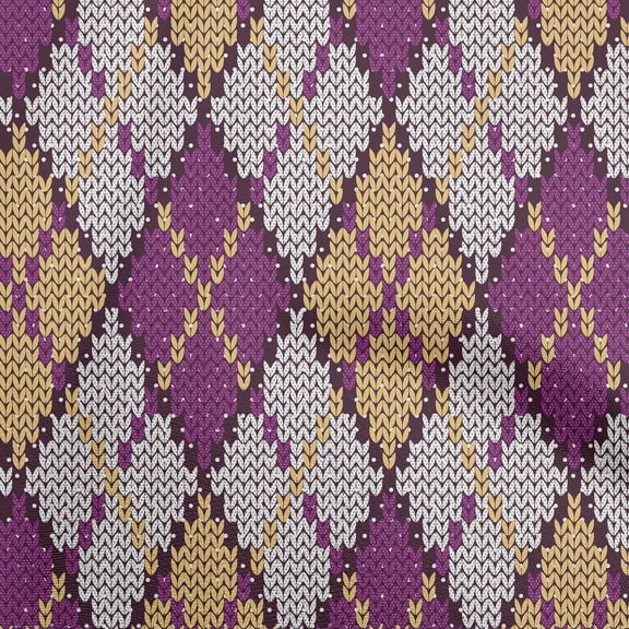 oneOone Georgette Viscose Purple Fabric Argyle Quilting Supplies Print Sewing Fabric By The Yard 42 Inch Wide