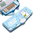 thumbnail image 1 of Estuche para lápices Pop Up Unicorn, caja organizadora de papelería multifunción con horario, sacapuntas y tijeras, útiles bonitos, la mejor caja de regalo de cumpleaños (gato), 1 of 4