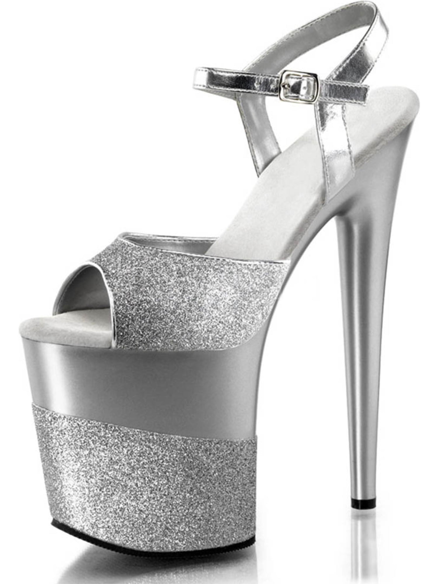 white silver high heels