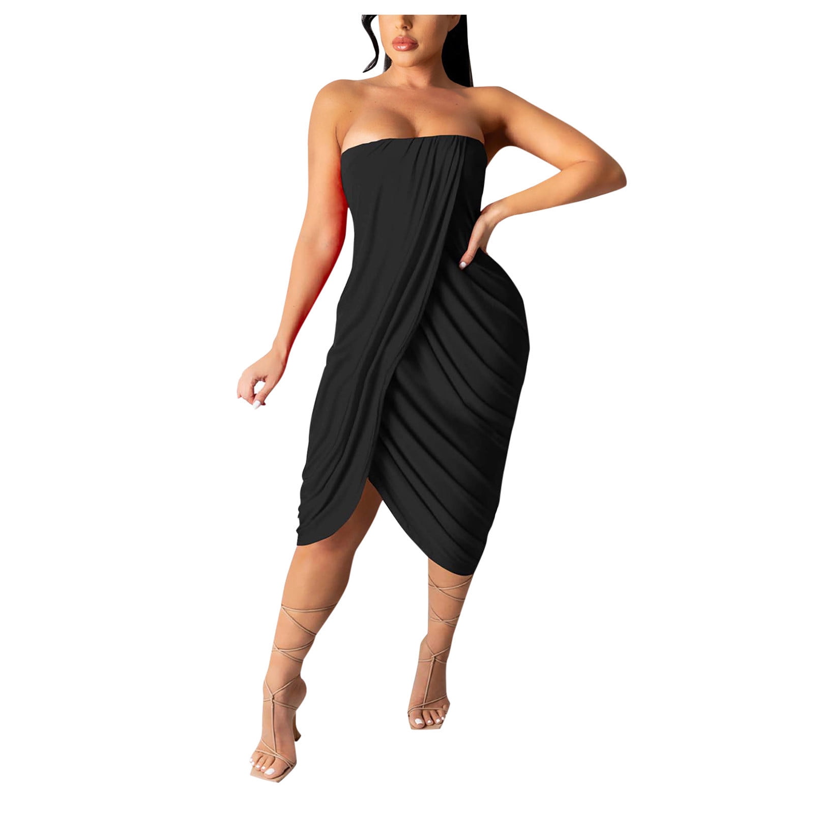 QunButy Women's Sleeveless wrap Dress Split Swing Sexy Dress Cocktail