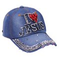 thumbnail image 3 of MSJUHEG Baseball Cap Cowboy Hat Trucker Hat Women Men Adjustable Bling Letter Rhinestone Denim Baseball Cap Hat Hats for Women Fascinators Hats for Women Cotton 1PC Hat A One Size, 3 of 4