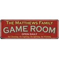thumbnail image 1 of The Matthews Family Red Game Room Metal 6x18 Sign 106180038852, 1 of 1
