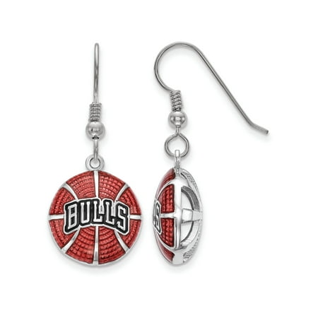 Logoart Sterling Silver Chicago Bulls Enameled Basketball Dangle Logoart Sterling Silver Chicago Bulls Enameled Basketball Dangle Earrings