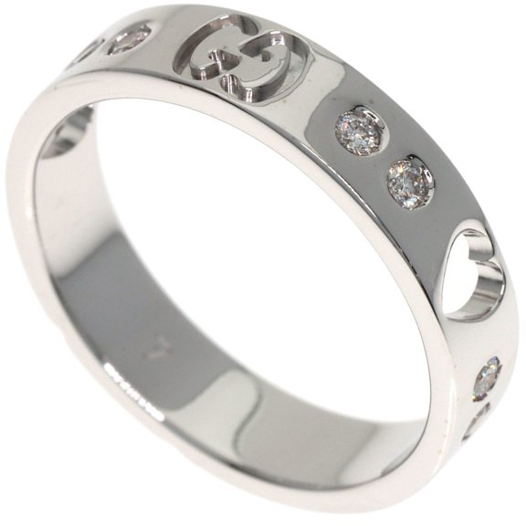 Pre-Owned Gucci Icon Amor Diamond Ring #4, 18K White Gold, Women's.