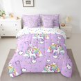 thumbnail image 2 of Feelyou Magic Unicorn Bedding Comforter Set 7pcs, Cartoon Rainbow Queen Bedding Sets, Princess Bowknot Queen Sheet Sets, Ultra Soft Room Decorative, 2 of 7