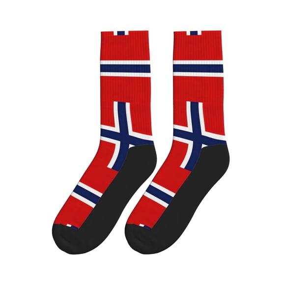 Norway Flag Colorful Athletic Crew Novelty Socks For Men Women