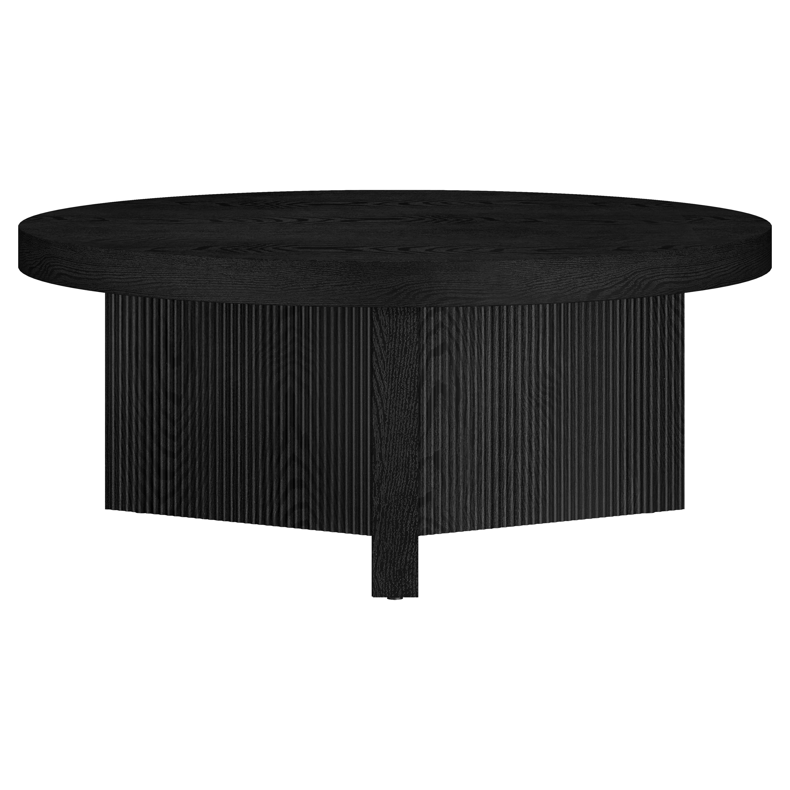 Evelyn&Zoe Holm 36" Wide Round Coffee Table, Black Grain