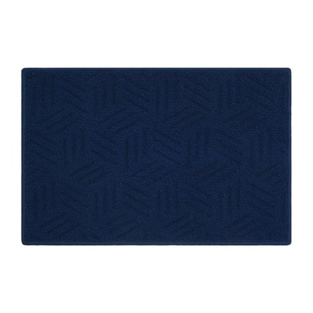 Mainstays Solid High Low Loop Kitchen Mat 18in x 27in Navy Blue
