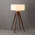 thumbnail image 5 of Quattro Table Lamp - Dark Walnut Wood Finish & Weathered Brass White Linen Shade, 5 of 9