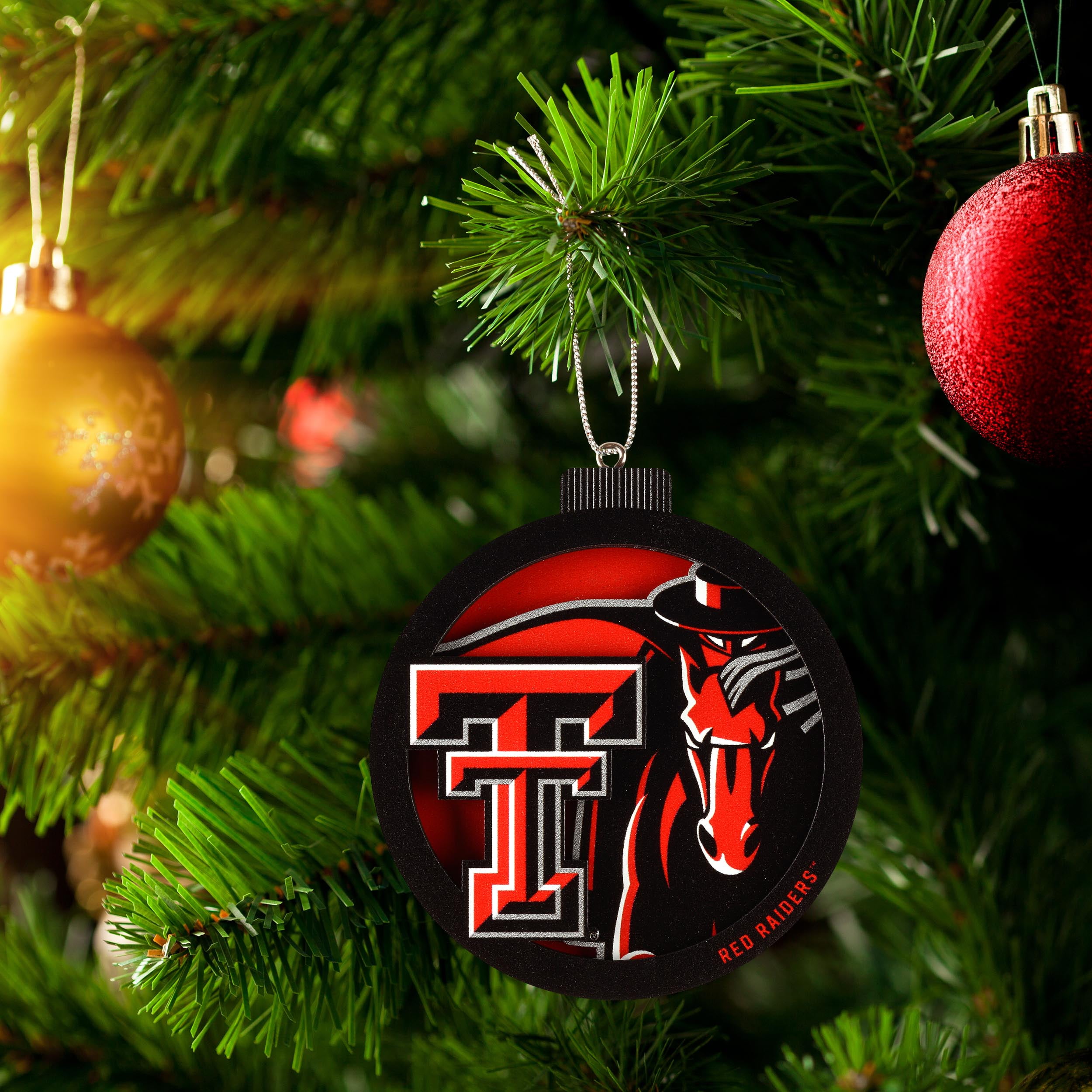 YouTheFan NCAA Texas Tech Red Raiders 3D Logo Series Ornament