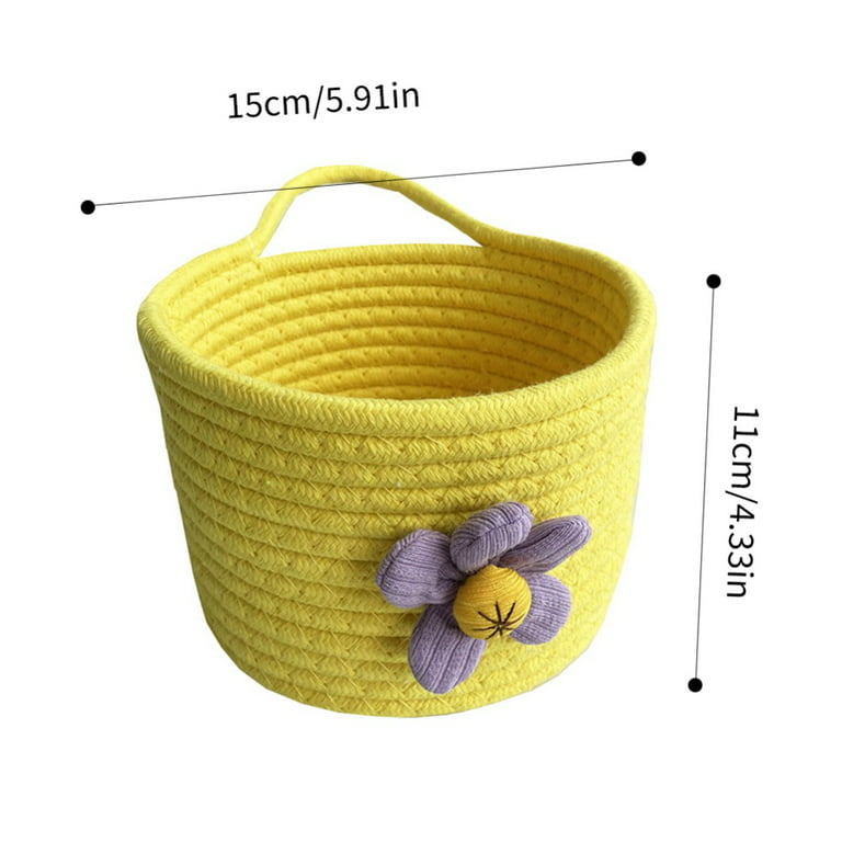 2PCS Wall Hanging Rope Basket Small Woven Baskets Hanging Storage Rope  Basket Cotton Rope Basket Storage Bins for Home Décor, Baby Nursery