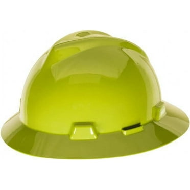 MSA ANSI Type I, Class E Rated, Ratchet Adjustment Hard Hat One Size Fits Most, Hi-Viz Yellow, Full Brim