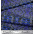 thumbnail image 2 of Soimoi Japan Crepe Satin Fabric Check & Damask Ethnic Decor Fabric Printed Yard 42 Inch Wide, 2 of 3