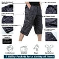 thumbnail image 5 of Men's Capri Pants Twill Elastic Below Knee Cargo Shorts with 7 Pockets 3/4 Capri Long Shorts, 5 of 9