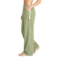 thumbnail image 2 of Loose Pants for Women Linen New Wide Leg Pants for Women Elastic Waist Textured Long Trousers with Tassel Drawstring Loose Fist Casual Pants with Pockets, 2 of 6
