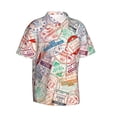 thumbnail image 2 of Uemuo Passport Stamp Printed Regular Fit Short Sleeve Casual Hawaiian Shirt for Men,Aloha shirt,Tropical shirt,Floral print shirt,Vacation Beach shirt-Large, 2 of 9
